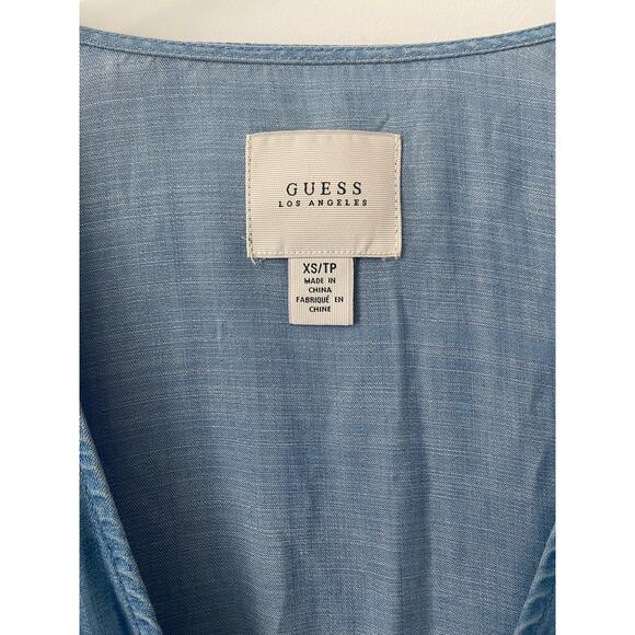 GUESS BELL-SLEEVE CHAMBRAY WRAP DRESS NWOT SIZE XS - Picture 8 of 10